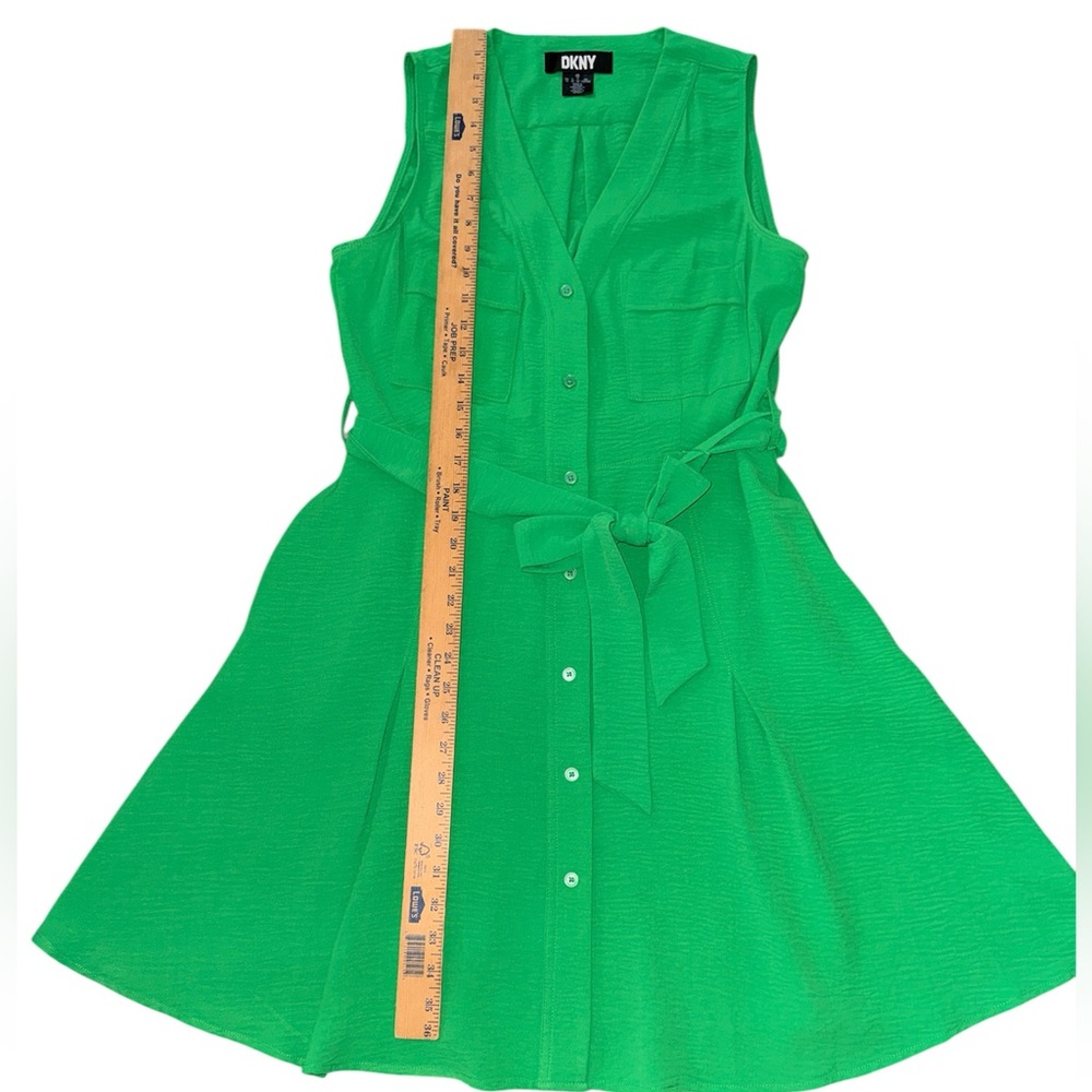 DKNY Vibrant Green V-Neck Mini Dress-HAS POCKETS!!! - Picture 8 of 8
